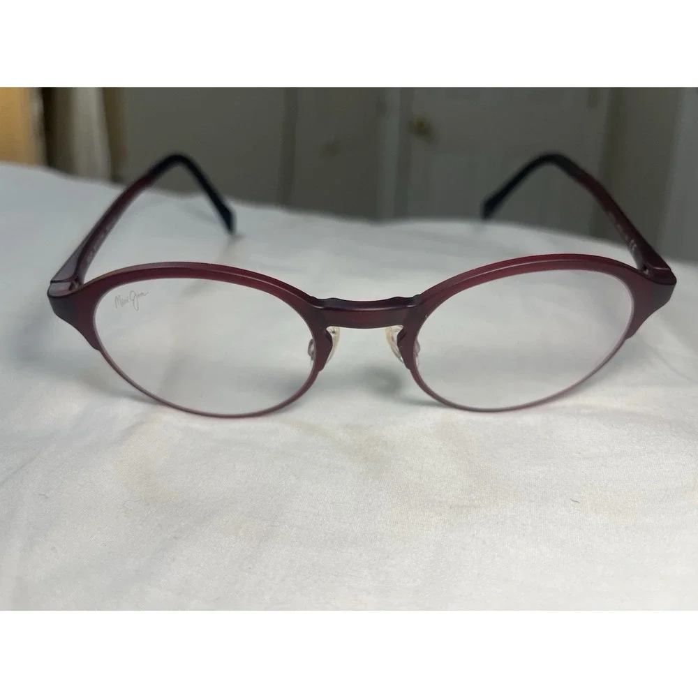 Maui Jim Round Eyeglasses Frames Only MJO 2615-04M, 46-21-147, Red Made in Japan